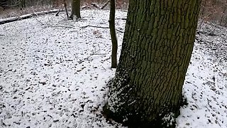 Bouncy Tits Action: Redhead Gets Spanked & Slapped Naked in Winter Forest
