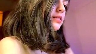 Brunette with big boobs teasing on webcam
