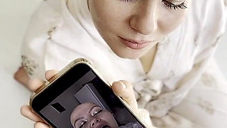 Cumtribute Bald Girl Cleanup Her Phone After
