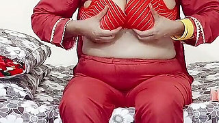 Desi Hot Woman with Natural Tits Riding on Dildo