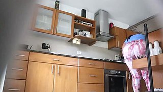 Big Tits Latina Maid Apologizes in Kitchen - Homemade Voyeur Part 2