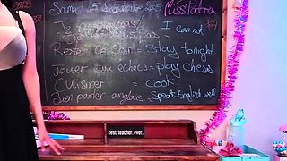 Russian brunette busty camgirl masturbating on webcam