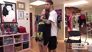 Bryan Gozzling Strips Danni Rivers Bare for Pantyhose Submission Try-On