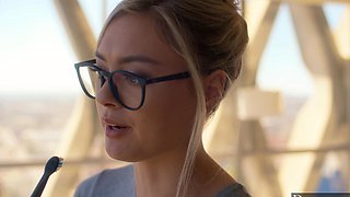 Amber's mature curves and glasses, Mick feasting on her big naturals in a steamy BJ scene