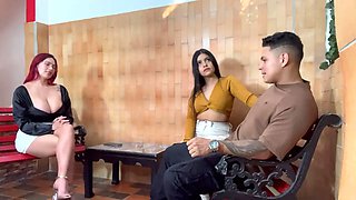 Redhead psychologist fucks with patient couple as part of therapy