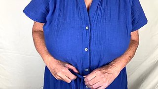 Hot Mature MILF in Black Stockings Shows Off Her Big Natural Tits at Home