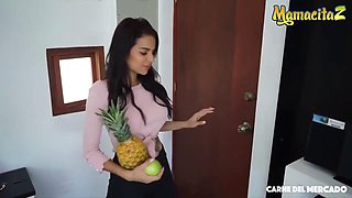 Brunette Deepthroats with Fake Round After Big Tits Tease