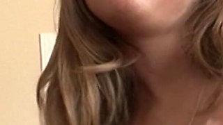 Blonde Teen Megan Secretly Gives Her Step Brother a Blowjob and Gets Covered in Cum