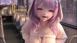 Shy Kawaii Hentai Girl, Alone on Bus