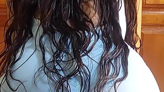 It’s a Delight to See Her Long Hair and Her Hips as She Rubs Against My Cock