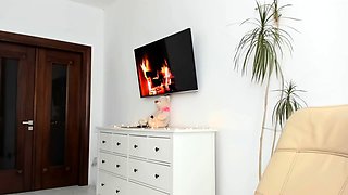Amateur striptease and Solo masturbation