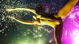 Young girl reveals her slit under the water