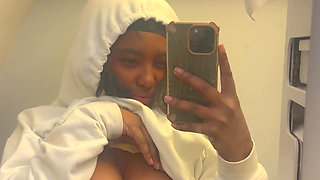 Showing my bare titties and pregnant belly