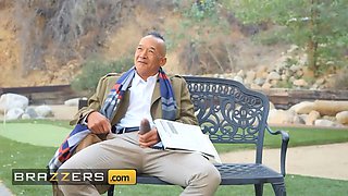 Busty black mystique rockets at the park before providing a filthy grandpa the fuck of his life - brazzers