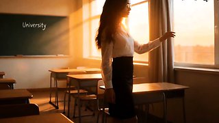 AI Teacher Bent Over Desk Takes Cock in Class