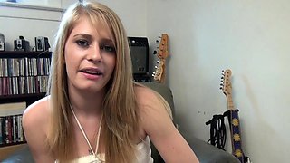 Blonde mature with big boobs masturbates in bed