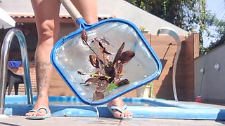 At My Friend's House, Tidying up the Pool Area, Chatting Dirty and Showing off