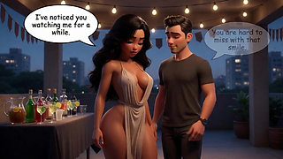 The husband secretly watches his wife sharing intense encounter with tall protector at the family farm (AI generated)
