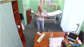 Karol Lilien And George Uhl - Busty Blonde Needs Help In The Doctors Toilet