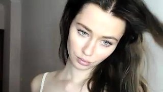 Beautiful teen brunette Jessica Sinn masturbates