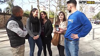 Brunette Babe Gets Famous with Threesome Cumshot Facial Featuring Cesar, Fernando, and Noemilk