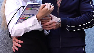 Petite Pretty Student Gets Rough Fuck by Street Gopnik - Extreme Deepthroat and Cum in Mouth