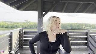 Hot Polish Blonde PaolaBlaze Gives Best Blowjob Cum In Mouth Outdoors After Tinder Test