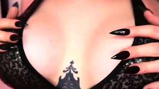 Big boobed brunette jerks off on the fresh air