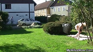 Wife caught her busty old mother riding his cock