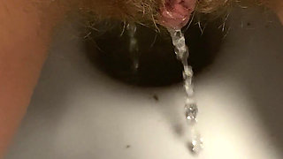 Hairy Pussy Pee and Accidentally Fart, Very Close up View 4K 60fps