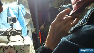 Busty granny sucks small cock and craves for a taste of cum