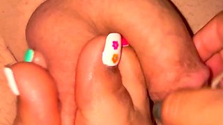 Footjob and Toejob with Chubby Dick by Horny Wet Latina