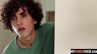 Step-mom Sienna Rae Takes Both Her Stepsons' Fuck-sticks in a Dual Foray 3some