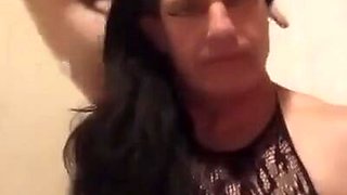 Mature Crossdresser Deepthroats Dildo
