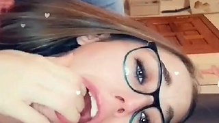 Busty curly brunette with big boobs fucks on couch