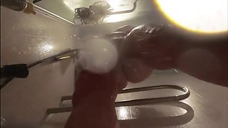 Webcam Under Stepsisters Bath. Wet Pussy After Sex with Boyfriend