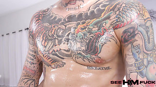 Tattooed Uncut James Getting His Tight Hole Eaten by Serena Hill!