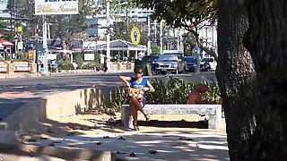 Big natural tits Thai teen beach pick up