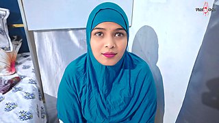 POV- My muslim Hijabi stepsis Caught me Naked, she wants to give me blowjob in 69 with pissing...Clear hindi video