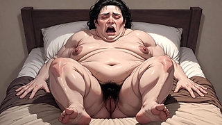 Horny Obese BBW Masturbates Her Hairy Wet Pussy - Big Belly Solo Play