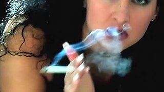 Fabulous smoking video with brunette, couple scenes