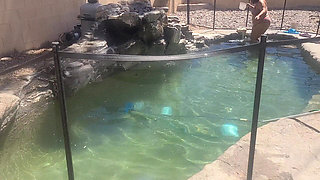 BBW Cleaning Her Pool