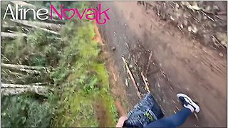 Blonde With Big Ass Goes To Harvest Pine Nuts And Makes An Outdoor Blowjob With The Right Cumshot In The Mouth