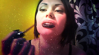 Witch with black lips french kissing with you & riding you