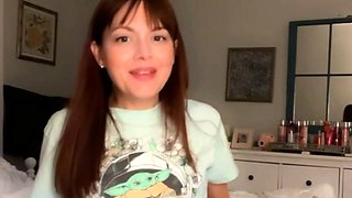 Brunette with foot fetish rubs big dick with her feet in POV