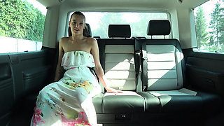 Two horny hotties lick each other's wet pussy in the car