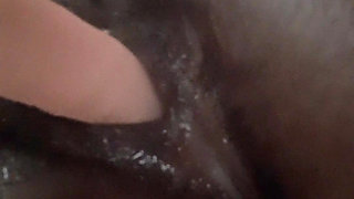 Closeup Fucking My Black Pussy with White Didlo