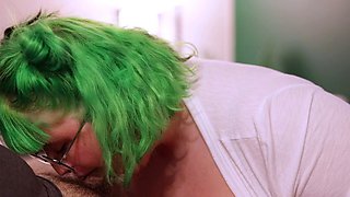 Lapdance and blowjob made by BIG boobs blonde