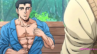 Muscle daddy destroys nerd in public restroom - Gay Anime