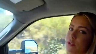 Sweet youthful babe gives her stepdad a blowjob